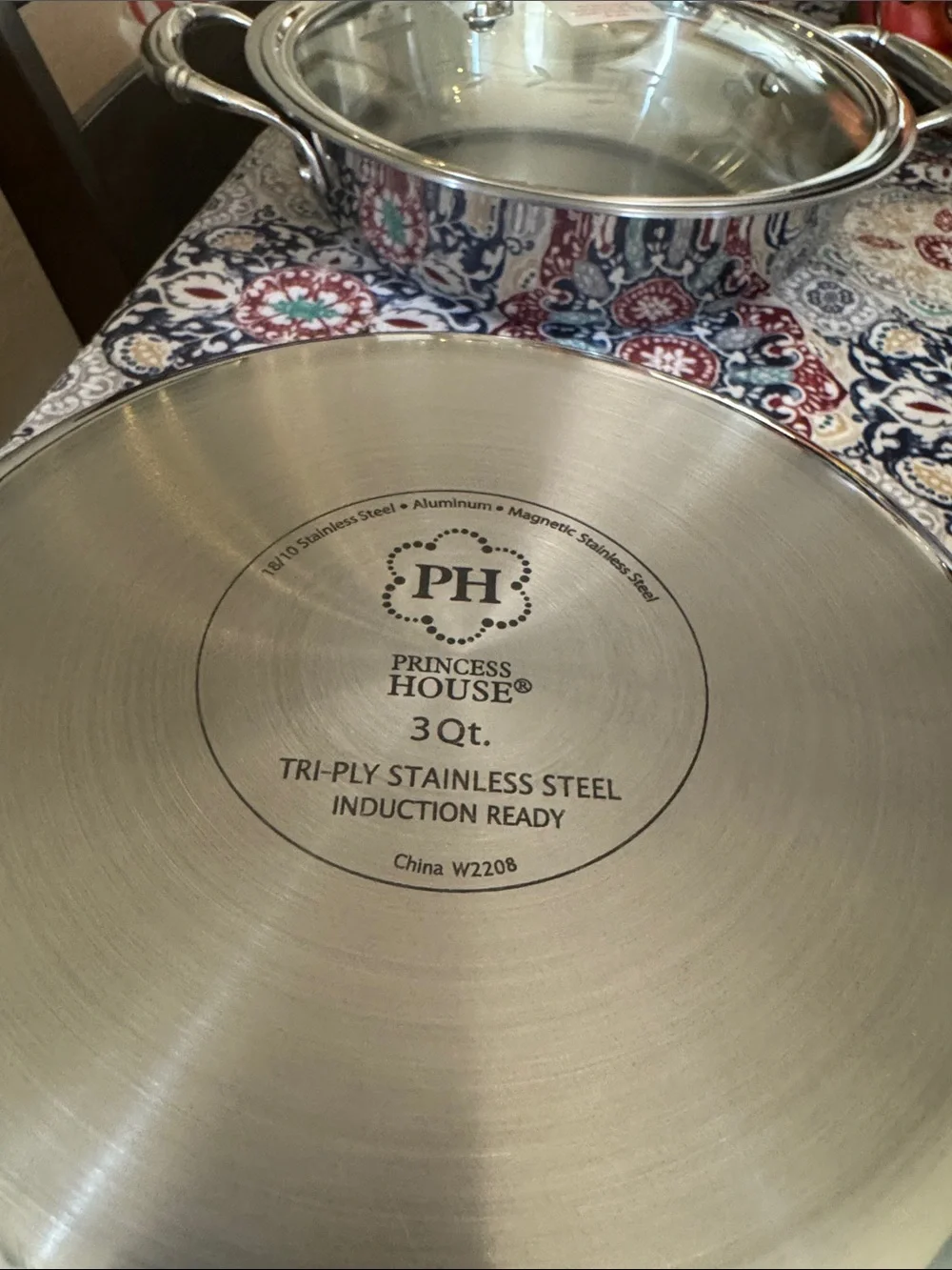 Princess House triply Polished Stainless Steel Saucepan with Glass Lid - Silver